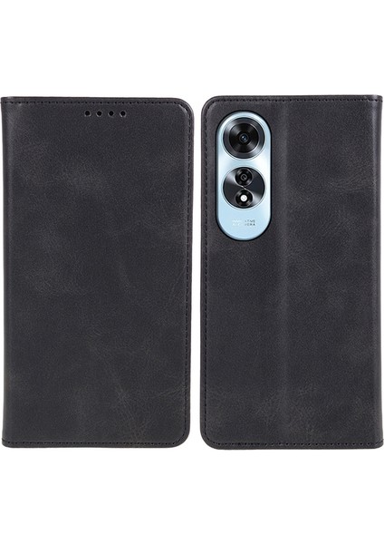 Oppo A60 4g Kılıf Deri Telefon Kılıfı Görüntüleme Standı Manyetik Kapat-Siyah (Yurt Dışından)