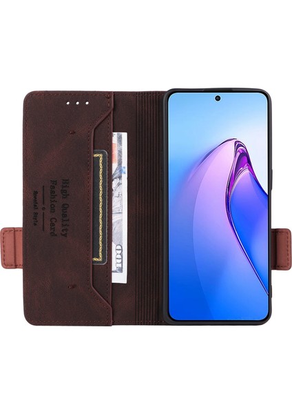 Donanım Dekor Telefon Kılıfı Oppo Reno8 Pro 5g (Küresel Sürüm), Çift Manyetik Tokalı Pu Deri Cüzdan Görüntüleme Standı Telefon Kılıfı-Kahve (Yurt Dışından) fiyatları