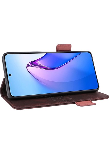 Donanım Dekor Telefon Kılıfı Oppo Reno8 Pro 5g (Küresel Sürüm), Çift Manyetik Tokalı Pu Deri Cüzdan Görüntüleme Standı Telefon Kılıfı-Kahve (Yurt Dışından) modelleri