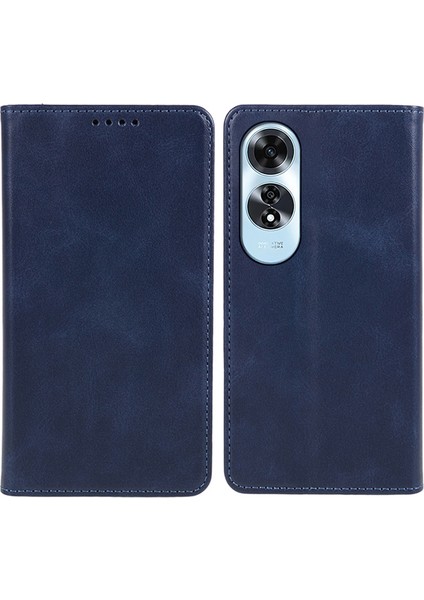 Oppo A60 4g Kılıf Deri Telefon Kılıfı Görüntüleme Standı Manyetik Kapat-Mavi (Yurt Dışından)