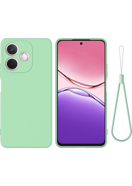 Oppo A5 Pro 4g(Global)/5g(Global)/a5 Energy 5g(China) Sıvı Silikon Kılıf Telefon Arka Kapağı El Kayışı Ile-Yeşil (Yurt Dışından)
