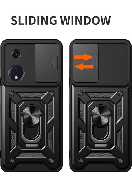 Oppo Reno8 T 5g/a1 Pro 5g Kickstand Telefon Kılıfı Pc+Tpu Sağlam Kapaklı Kayar Kamera Koruyucu-Gümüş (Yurt Dışından) indirimleri