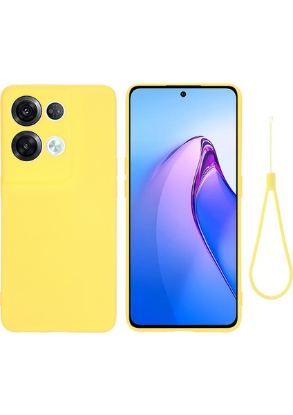 Oppo Reno8 Pro 5g Için Düşmeye Karşı Telefon Kılıfı (Küresel Sürüm)Sıvı Silikon Ince Kılıf Darbeye Dayanıklı Kılıf Kayışlı-Sarı (Yurt Dışından)