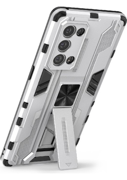 Kickstand Tasarım Sert Pc Arka + Yumuşak Tpu Tampon Tampon Düşmeye Dayanıklı Koruyucu Kılıf Oppo Reno6 Pro + 5g-Gümüş (Yurt Dışından) modelleri