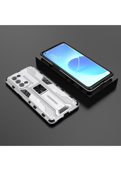 Kickstand Tasarım Sert Pc Arka + Yumuşak Tpu Tampon Tampon Düşmeye Dayanıklı Koruyucu Kılıf Oppo Reno6 Pro + 5g-Gümüş (Yurt Dışından) fırsatları
