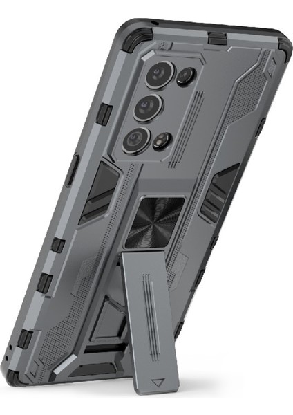 Kickstand Tasarım Sert Pc Arka + Yumuşak Tpu Tampon Tampon Düşmeye Dayanıklı Koruyucu Kılıf Oppo Reno6 Pro + 5g - Gri (Yurt Dışından) modelleri