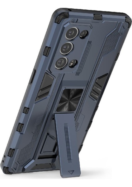 Kickstand Tasarım Sert Pc Arka + Yumuşak Tpu Tampon Tampon Düşmeye Dayanıklı Koruyucu Kılıf Oppo Reno6 Pro + 5g-Mavi (Yurt Dışından) modelleri