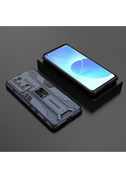 Kickstand Tasarım Sert Pc Arka + Yumuşak Tpu Tampon Tampon Düşmeye Dayanıklı Koruyucu Kılıf Oppo Reno6 Pro + 5g-Mavi (Yurt Dışından) fırsatları