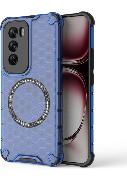 Oppo RENO12 5g (Global) Manyetik Kılıf Honeycomb Hybrid Serisi Tpu+Pc Telefon Kılıfı-Mavi (Yurt Dışından)