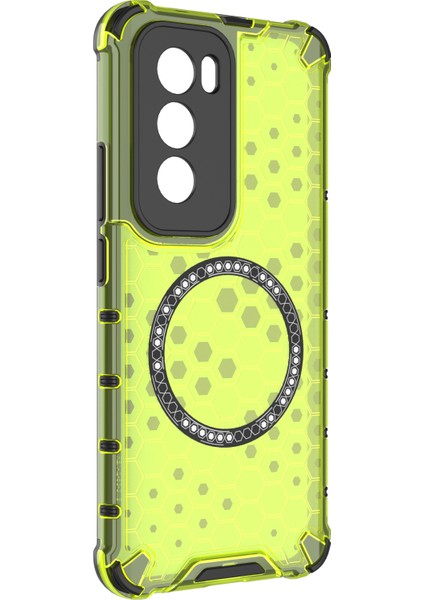 Oppo RENO12 5g (Global) Manyetik Kılıf Honeycomb Hybrid Serisi Tpu+Pc Telefon Kılıfı-Yeşil (Yurt Dışından) modelleri