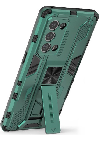 Kickstand Tasarım Sert Pc Arka + Yumuşak Tpu Tampon Tampon Düşmeye Dayanıklı Koruyucu Kılıf Oppo Reno6 Pro + 5g-Yeşil (Yurt Dışından) modelleri