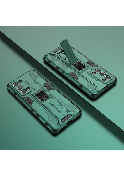 Kickstand Tasarım Sert Pc Arka + Yumuşak Tpu Tampon Tampon Düşmeye Dayanıklı Koruyucu Kılıf Oppo Reno6 Pro + 5g-Yeşil (Yurt Dışından) indirimleri