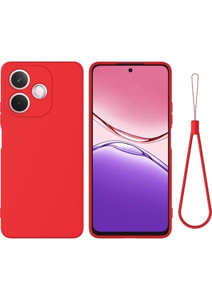 Oppo A5 Pro 4g(Global)/5g(Global)/a5 Energy 5g(China) Sıvı Silikon Kılıf Telefon Arka Kapağı El Kayışı Ile-Kırmızı (Yurt Dışından)