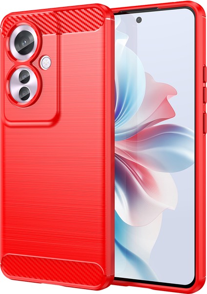 Oppo RENO11 F 5g Tpu Kılıf Karbon Fiber Doku Arka Telefon Kılıfı-Kırmızı (Yurt Dışından)