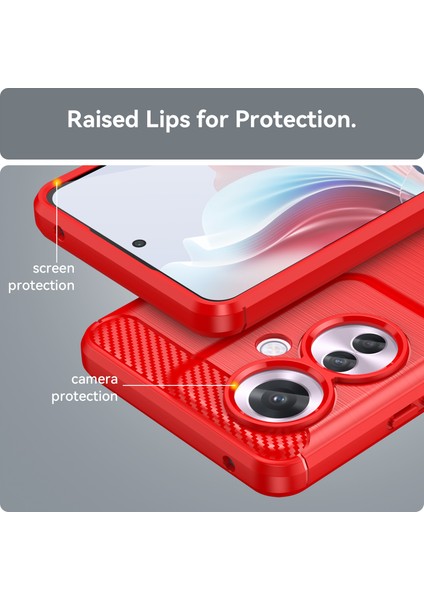 Oppo RENO11 F 5g Tpu Kılıf Karbon Fiber Doku Arka Telefon Kılıfı-Kırmızı (Yurt Dışından) modelleri