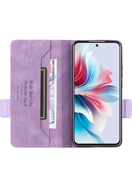 Oppo RENO11 F 5g Darbeye Dayanıklı Kılıf Donanım Dekor Pu Deri Cüzdan Telefon Kılıfı-Mor (Yurt Dışından) fiyatları