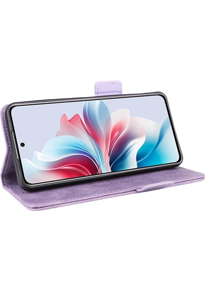 Oppo RENO11 F 5g Darbeye Dayanıklı Kılıf Donanım Dekor Pu Deri Cüzdan Telefon Kılıfı-Mor (Yurt Dışından) modelleri