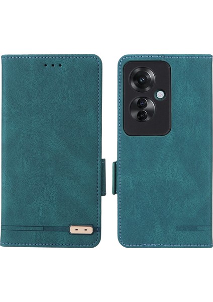 Oppo RENO11 F 5g Darbeye Dayanıklı Kılıf Donanım Dekor Pu Deri Cüzdan Telefon Kılıfı-Mavi (Yurt Dışından)