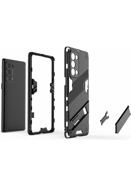 Oppo Reno6 Pro+5g/pro 5g (Snapdragon) Için Ağır Hizmet Hibrit Pc+Tpu Kombo Telefon Kılıfı ve Ayaklığı - Gri (Yurt Dışından) fiyatları