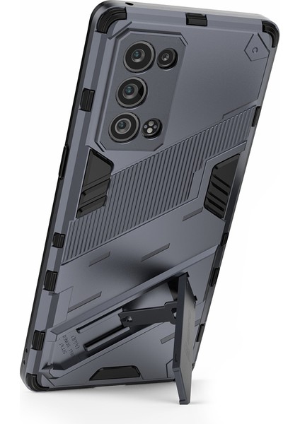 Oppo Reno6 Pro+5g/pro 5g (Snapdragon) Için Ağır Hizmet Hibrit Pc+Tpu Kombo Telefon Kılıfı ve Ayaklığı - Gri (Yurt Dışından) indirimleri