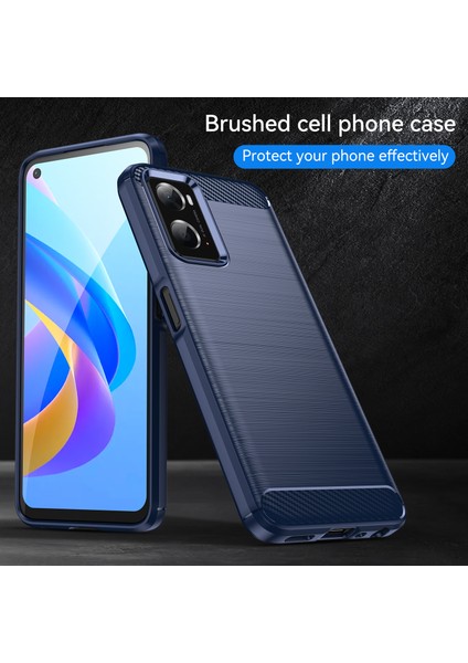Oppo A36/A76/REALME 9i 4g Fırçalanmış Yüzey Karbon Fiber Doku Tpu Arka Kılıf Telefon Kılıfı-Mavi (Yurt Dışından) fiyatları