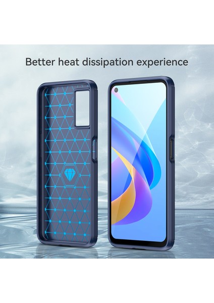 Oppo A36/A76/REALME 9i 4g Fırçalanmış Yüzey Karbon Fiber Doku Tpu Arka Kılıf Telefon Kılıfı-Mavi (Yurt Dışından) indirimleri