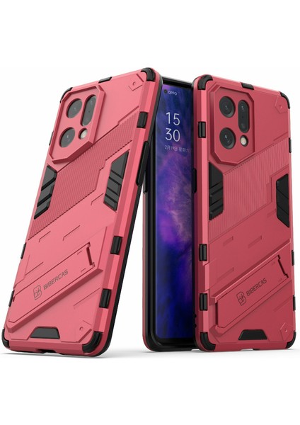 Oppo Find X5 Için Iyi Korunan Çizilmez Sert Pc + Yumuşak Tpu Cep Telefonu Kılıfı Kickstand Kapağı-Gül (Yurt Dışından)