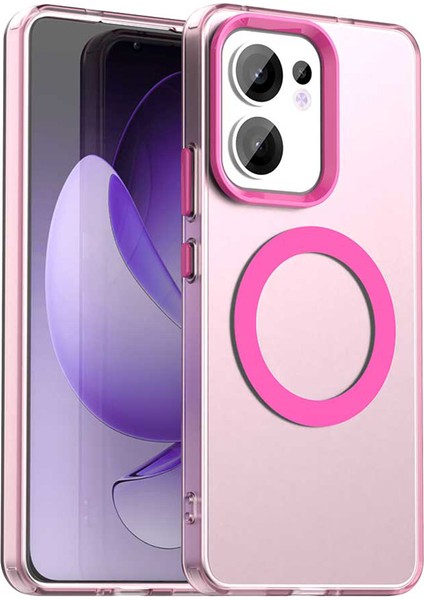 Oppo RENO13 F 5g Kılıfı Magsafe Anti Drop Hibrit Telefon Arka Kapağı ile Uyumlu-Kırmızı (Yurt Dışından)