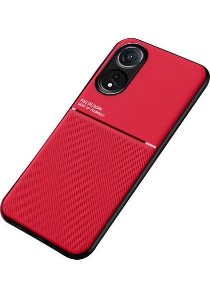 Oppo A78 4g Dokulu Düşmeye Lı Kapak Telefon Kılıfı Pu Deri + Dahili Metal Saclı Tpu Telefon Kabuğu - Kırmızı (Yurt Dışından)