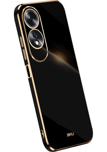 Xınlı Oppo A60 4g Kılıf Yumuşak Tpu Elektrokaplama Darbeye Dayanıklı Telefon Kılıfı-Siyah (Yurt Dışından)