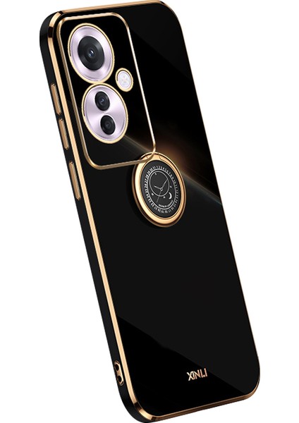 Xınlı Oppo RENO11 F 5g Kılıf Elektrokaplama Tpu Telefon Kılıfı Kickstand Ile-Siyah (Yurt Dışından)