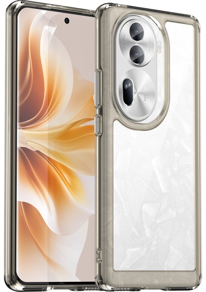 Oppo RENO11 Pro 5G(GLOBAL)/RENO11(CHINA)5G Kılıf Tpu+Akrilik Şeffaf Telefon Kılıfı Renkli Çerçeve-Şeffaf Gri (Yurt Dışından)
