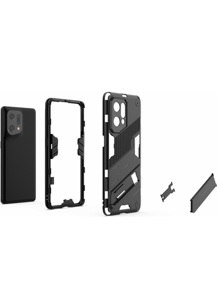 Oppo Find X5 Için Iyi Korunan Çizilmez Sert Pc + Yumuşak Tpu Cep Telefonu Kılıfı Kickstand Kapağı-Turuncu (Yurt Dışından) fiyatları