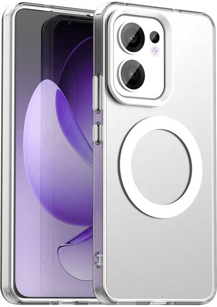 Oppo RENO13 F 5g Kılıfı Magsafe Anti Drop Hibrit Telefon Arka Kapağı ile Uyumlu-Beyaz (Yurt Dışından)