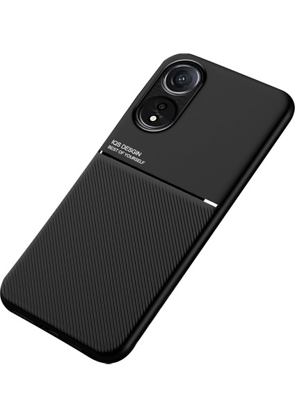 Oppo A78 4g Dokulu Düşmeye Lı Kapak Telefon Kılıfı Pu Deri + Dahili Metal Saclı Tpu Telefon Kabuğu - Siyah (Yurt Dışından)