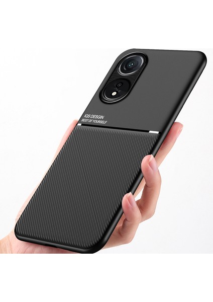 Oppo A78 4g Dokulu Düşmeye Lı Kapak Telefon Kılıfı Pu Deri + Dahili Metal Saclı Tpu Telefon Kabuğu - Siyah (Yurt Dışından) modelleri
