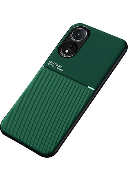 Oppo A78 4g Dokulu Düşmeye Lı Kapak Telefon Kılıfı Pu Deri + Dahili Metal Saclı Tpu Telefon Kabuğu - Yeşil (Yurt Dışından)