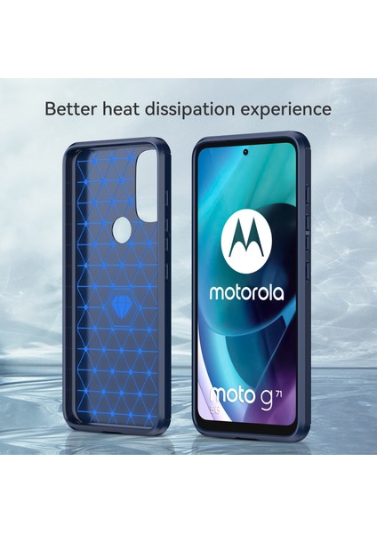 Motorola Moto G71 5g-Mavi Için Süper Esnek Tpu Kılıf Karbon Fiber Doku Fırçalanmış Yüzey Telefon Kılıfı Şok Emici Tampon (Yurt Dışından) modelleri