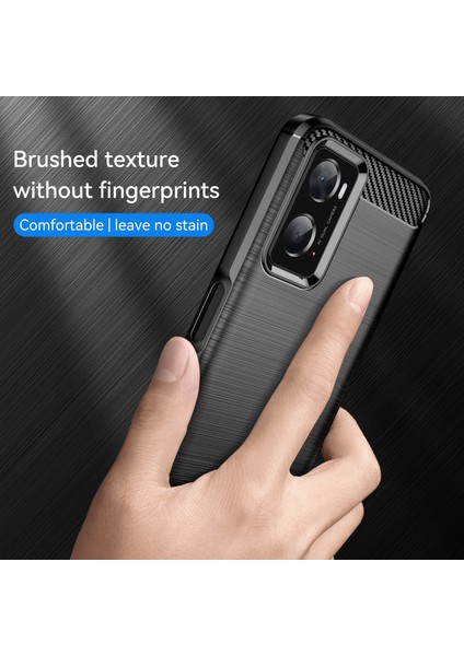 Oppo A36/A76/REALME 9i 4g Fırçalanmış Yüzey Karbon Fiber Doku Tpu Arka Kılıf Telefon Kılıfı-Siyah (Yurt Dışından) fırsatları