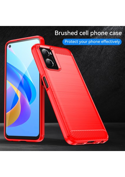 Oppo A36/A76/REALME 9i 4g Fırçalanmış Yüzey Karbon Fiber Doku Tpu Arka Kılıf Telefon Kılıfı-Kırmızı (Yurt Dışından) fiyatları