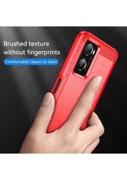 Oppo A36/A76/REALME 9i 4g Fırçalanmış Yüzey Karbon Fiber Doku Tpu Arka Kılıf Telefon Kılıfı-Kırmızı (Yurt Dışından) fırsatları