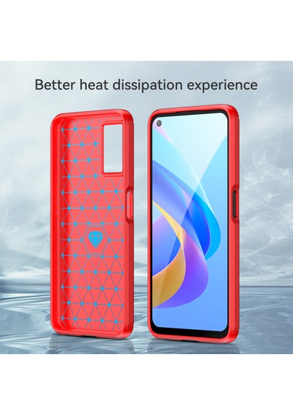 Oppo A36/A76/REALME 9i 4g Fırçalanmış Yüzey Karbon Fiber Doku Tpu Arka Kılıf Telefon Kılıfı-Kırmızı (Yurt Dışından) indirimleri