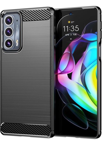 1.8mm Ultra Ince Yumuşak Tpu Kılıf Düşmeye Karşı Hava Yastığı Köşe Tasarımı Karbon Fiber Dokulu Telefon Kılıfı Fırçalanmış Yüzeyli Motorola Edge 20-Siyah (Yurt Dışından)