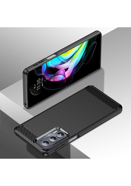 1.8mm Ultra Ince Yumuşak Tpu Kılıf Düşmeye Karşı Hava Yastığı Köşe Tasarımı Karbon Fiber Dokulu Telefon Kılıfı Fırçalanmış Yüzeyli Motorola Edge 20-Siyah (Yurt Dışından) fiyatları