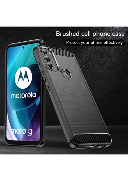 Motorola Moto G71 5g-Siyah Için Süper Esnek Tpu Kılıf Karbon Fiber Doku Fırçalanmış Yüzey Telefon Kılıfı Şok Emici Tampon (Yurt Dışından) indirimleri