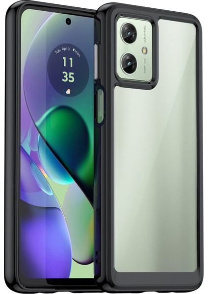 Motorola Moto G54 5g Tpu+Akrilik Kılıf Şeffaf Arka Telefon Kılıfı-Siyah (Yurt Dışından)