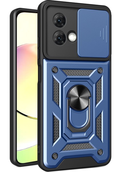 Motorola Moto G84 5g Kılıf Sürgülü Lens Kapağı Pc + Tpu Ayaklı Cep Telefonu Kılıfı-Koyu Mavi (Yurt Dışından)
