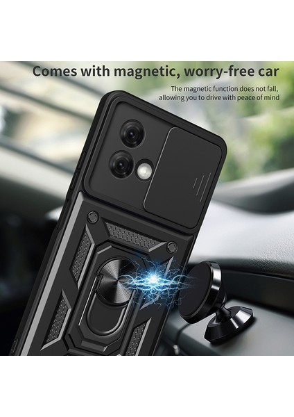 Motorola Moto G84 5g Kılıf Sürgülü Lens Kapağı Pc + Tpu Ayaklı Cep Telefonu Kılıfı-Koyu Mavi (Yurt Dışından) fiyatları