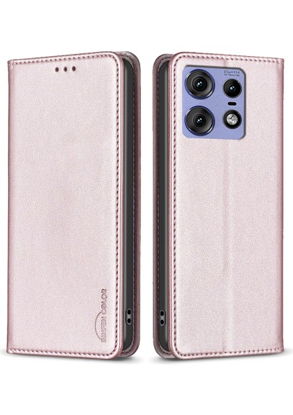 Bınfen Color BF18 Motorola Edge 50 Pro 5g Manyetik Telefon Kılıfı Deri Folio Stand Kapak-Gül Altını (Yurt Dışından)