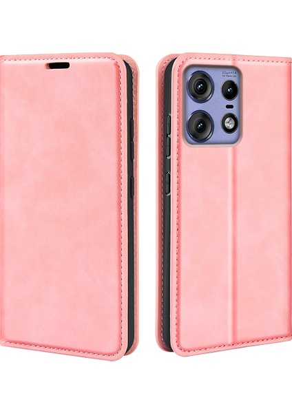 Motorola Edge 50 Pro 5g Kılıf Cüzdan Kart Tutucu Cilt Dostu Deri Cep Telefonu Kılıfı-Pembe (Yurt Dışından)